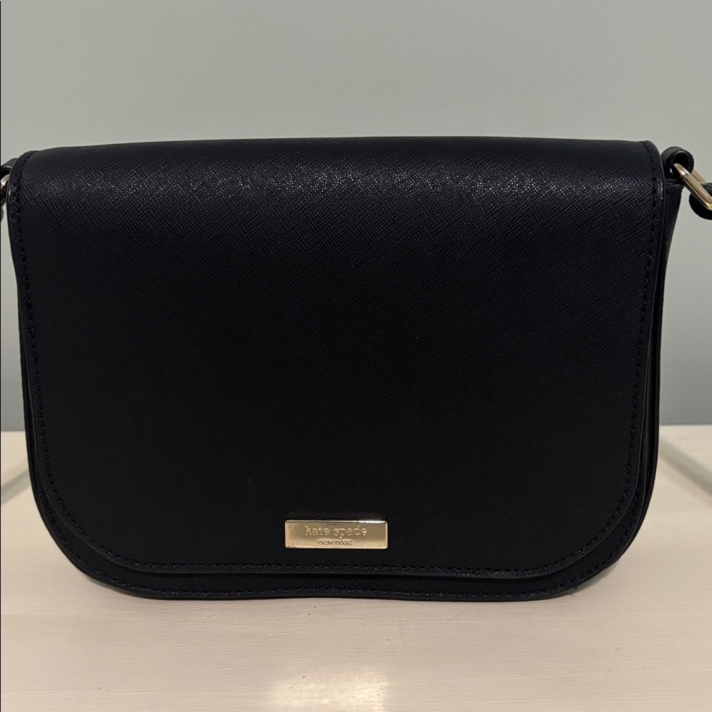 Kate Spade Crossbody Bag Front Flap Saffiano Leather Black